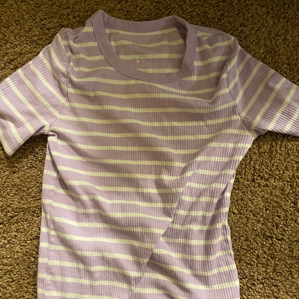 A new day lilac striped tee